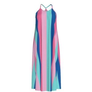 LULAROE Striped Pastel Maxi Dress with Spaghetti Straps